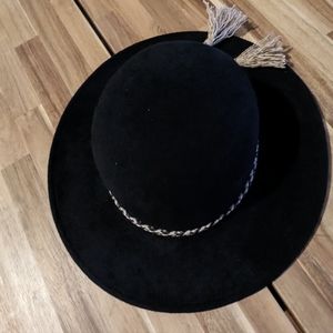 ✨BRIXTON✨Wide Brim Felt Hat with Tassle Band in Black XS